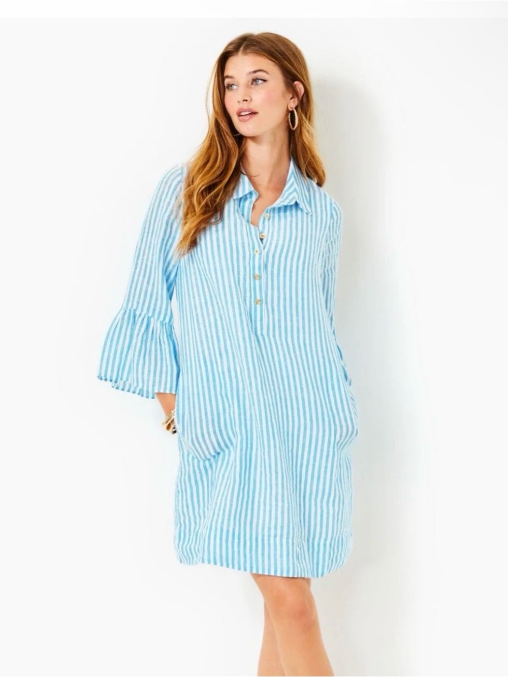 Lily Pultizer Light Blue Striped Women's lined Dress